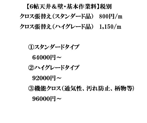 壁紙張替え　クロス/ｍ